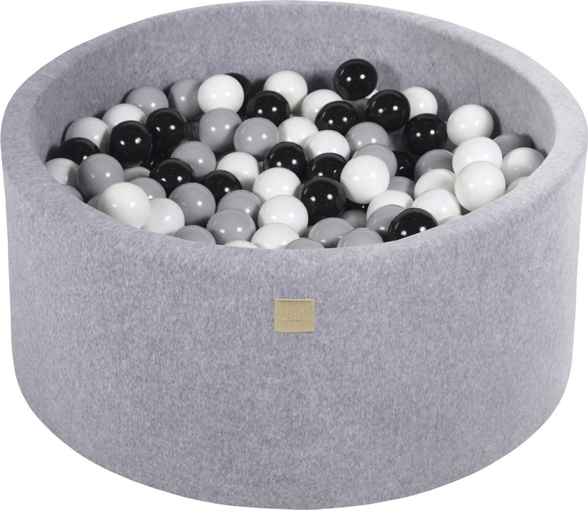 Ronde ballenbak VELVET 90x40 - Licht Grijs incl 300 ballen - Zwart, Grijs, Wit |  je.nl